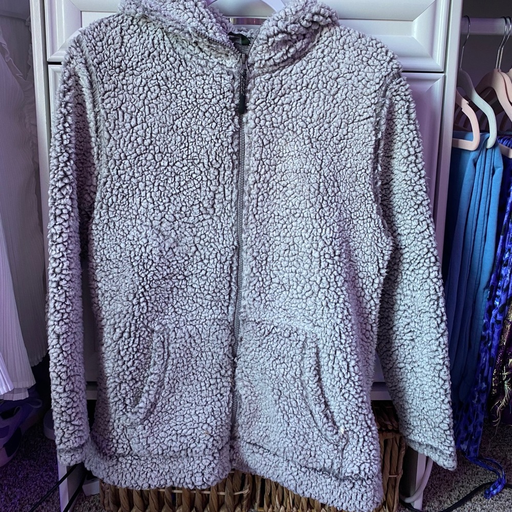 Grey Sherpa jacket/ teddy coat